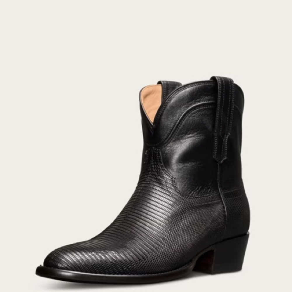 Tecovas Casey midnight lizard leather ankle boots 6.5
